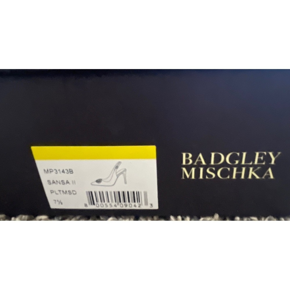 Badgley Mischka Sansa II Peep Toe Pump Women 7.5 Ivory Good Crystal Satin Heel - Picture 12 of 13